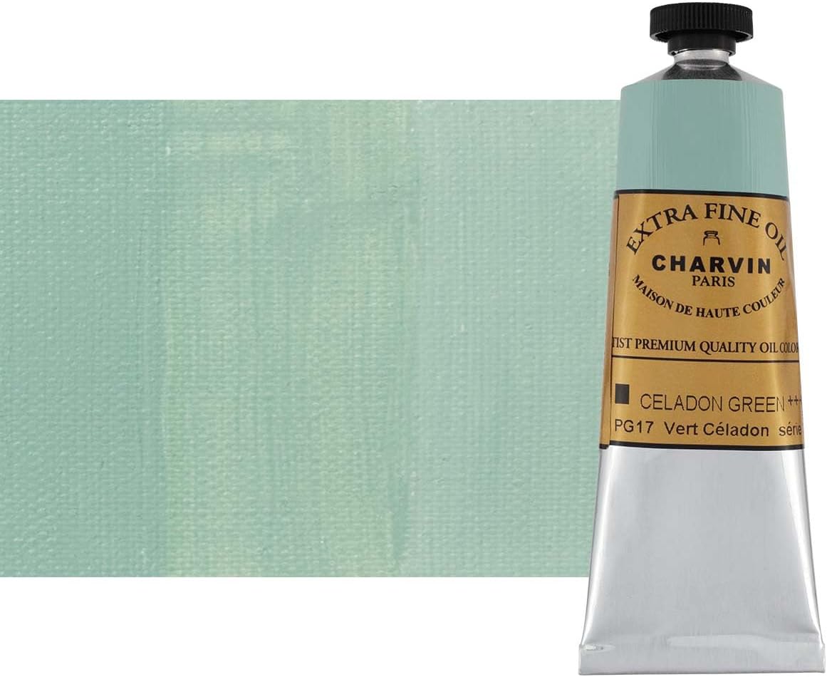 Charvin Extra Fine Oil Paint, Celadon Green 60 mL - Triple-Milled, Rich Texture, Poppy Oil-Based, Light-Fast, Handmade, Archival Quality