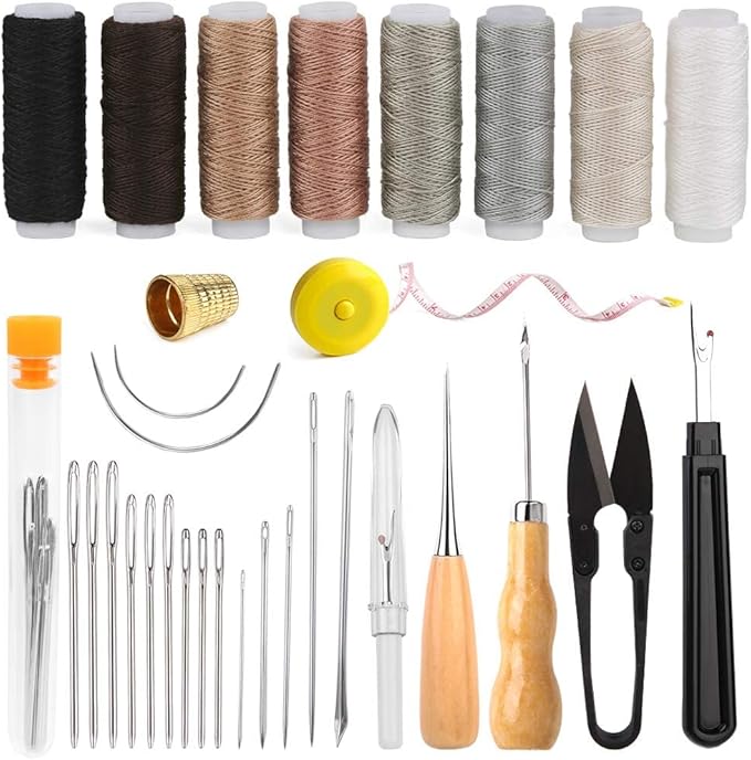 BAGERLA Upholstery Repair Sewing Kit Heavy Duty Sewing Kit with Awl Tools, Seam Ripper, Hand Stitching Needles, Upholstery Thread, Leather Craft Tool for Shoes Sofa Tent Carpet Craft DIY
