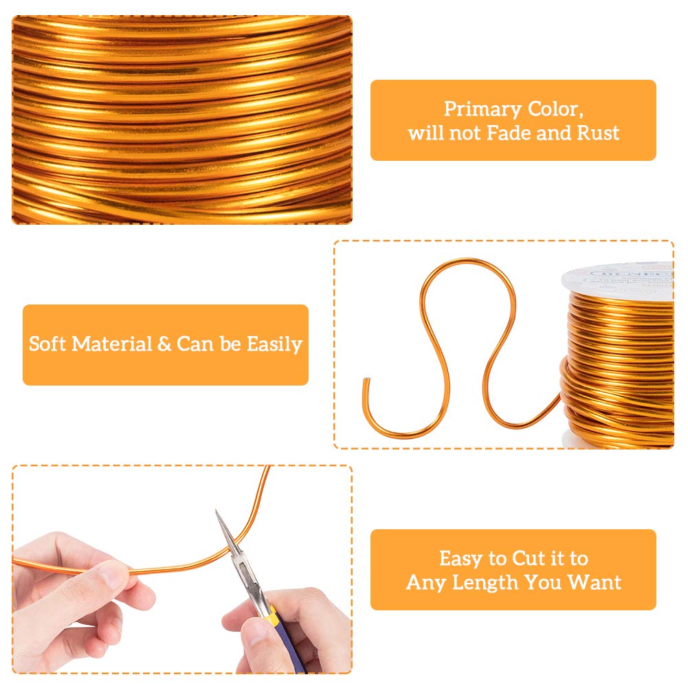BENECREAT 9 Gauge 55FT Gold Jewelry Craft Wire Tarnish Resistant Bendable Aluminum Sculpting Metal Wire for Jewelry Craft Beading Work, 3mm