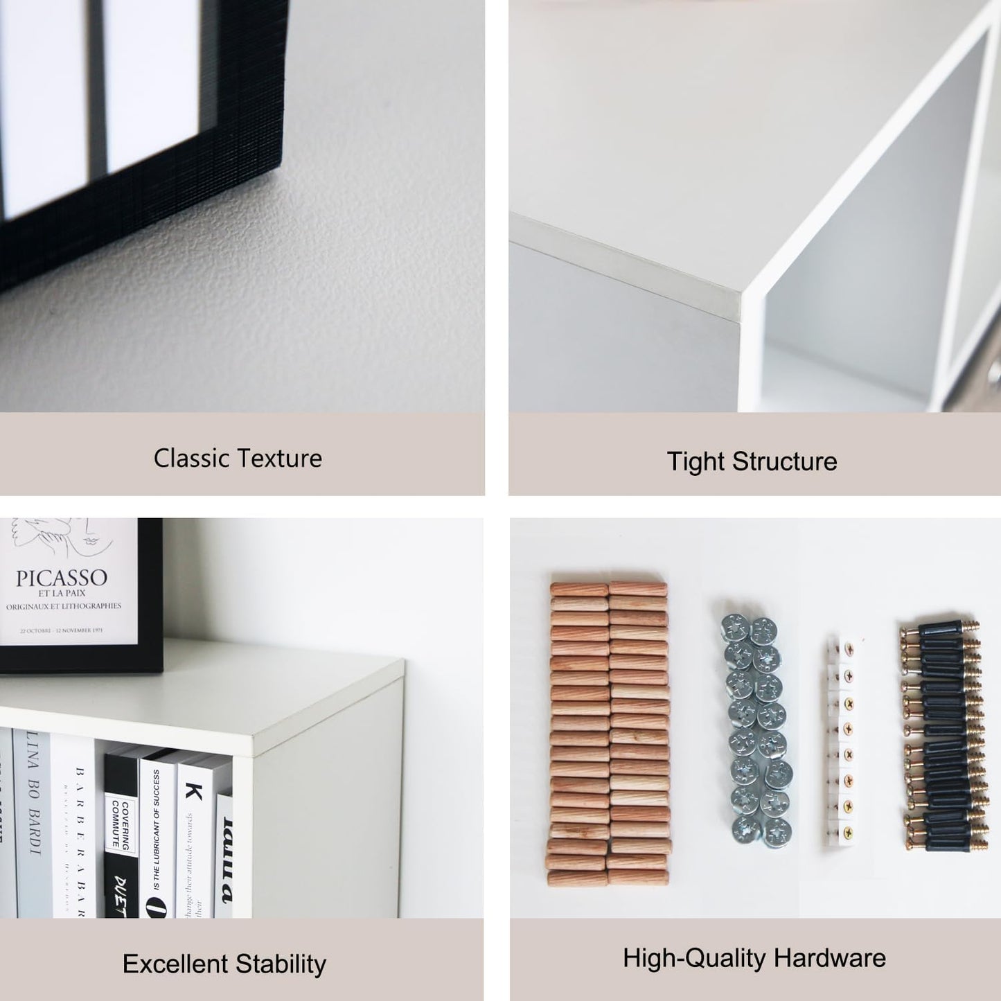 Wooden 9 Cube Storage Organizer with Closed Back Panel,White Cube Shelf Heavy Duty Cubby Storage Organizer with Compartments for Living,Display Shelf,Bookshelf