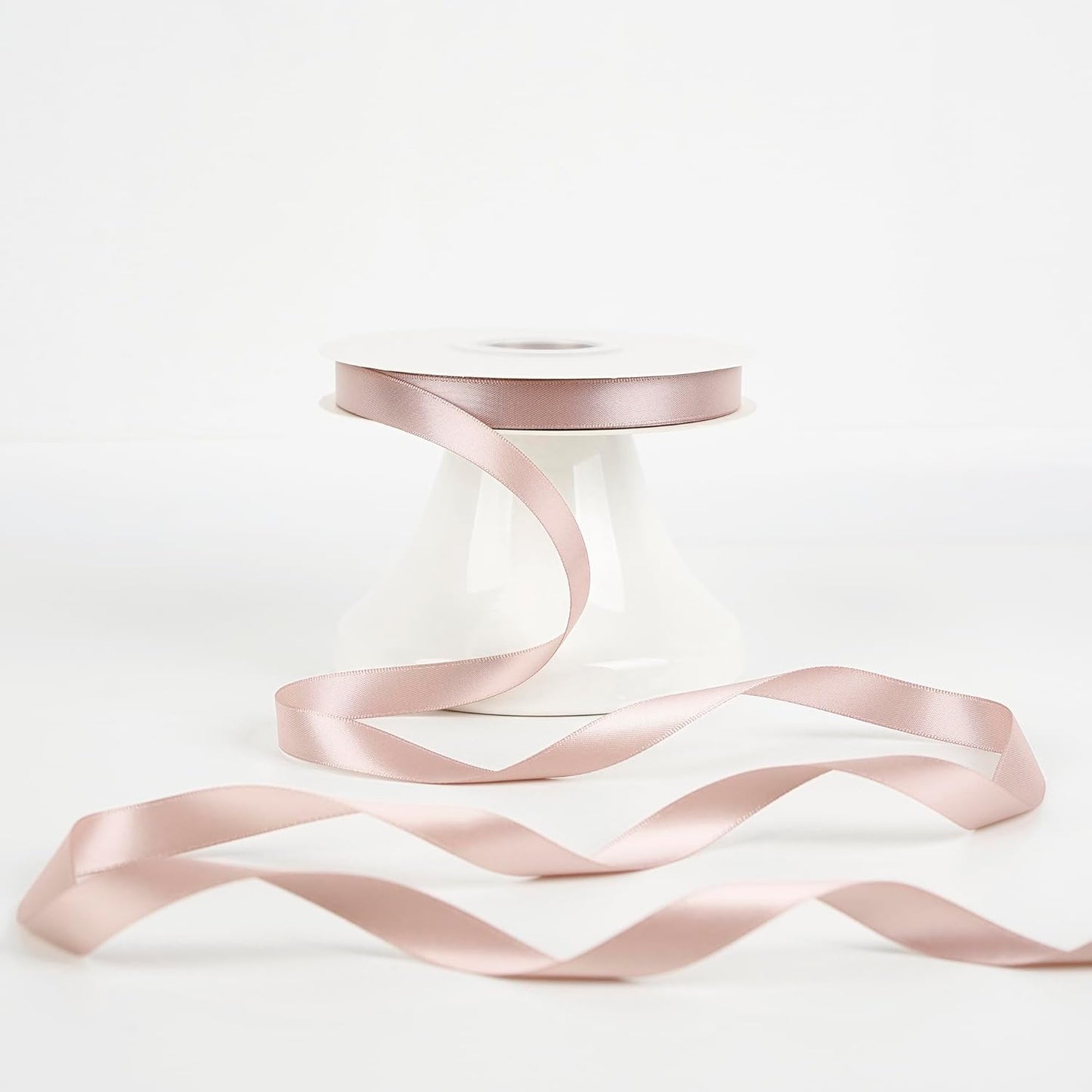 HUIHUANG Dusty Rose Rose Satin Ribbon 1/2 inch X 50 Yards Continuous, Dusty Pink Double-Faced Satin Ribbon for Gift Wrapping, Bows, DIY Crafts, Flower Bouquet, Wedding Bridal Shower Decor