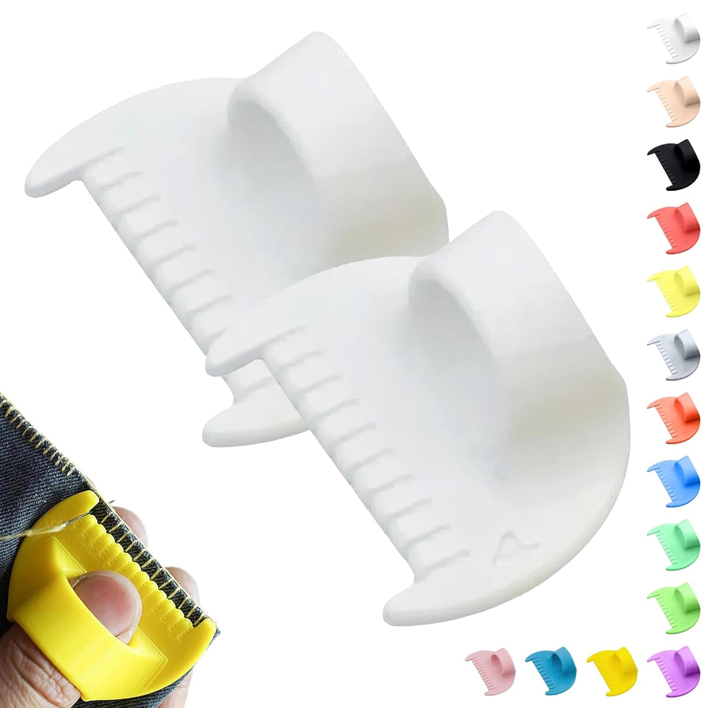 4mm Seam Guide for Hand Sewing Edge Lockranding Tool, Sewing Needle Gauge Measuring Tool, Mini Finger Ruler Kit Ideal for Leather/Fabric/Craft Sew, White 2 Pcs