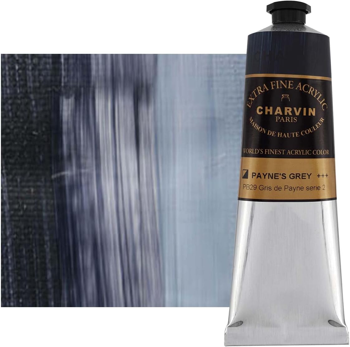 Charvin Extra Fine Professional Acrylic Paint - Payne's Grey, 150ml Tube, Triple-Milled, Lightfast Pigments, Open Stock Artist Acrylic Paints in Nature-Inspired Hues