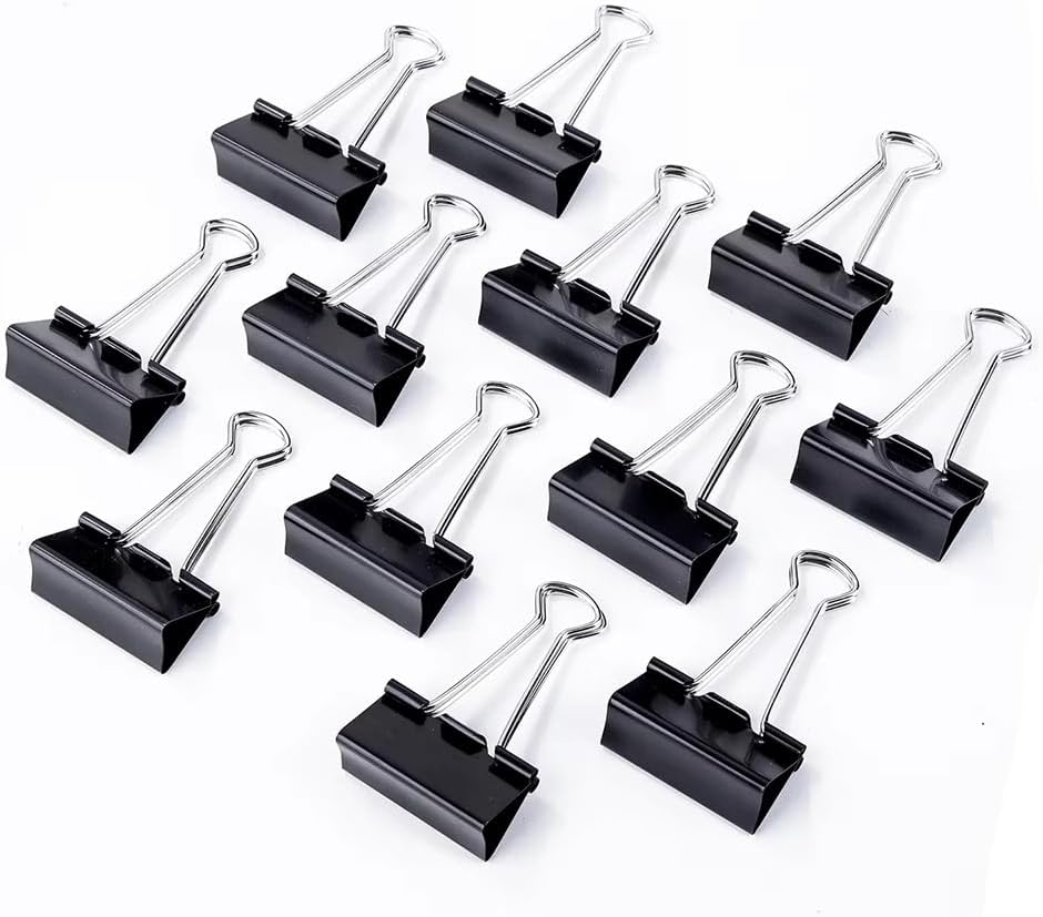 100 Pack Medium Binder Clips, Standard 32mm/1.25 in Binder, Durable Medium Black Binder Clips Bulk, Office Binder Supplies, Paper Binders, Metal Binders for Filing, Office, School, Home