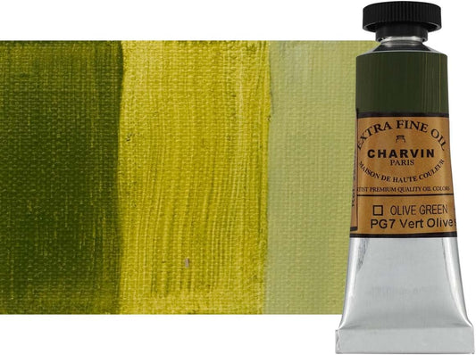 Charvin Extra Fine Oil Paint, Olive Green 20 mL - Triple-Milled, Rich Texture, Poppy Oil-Based, Light-Fast, Handmade, Archival Quality
