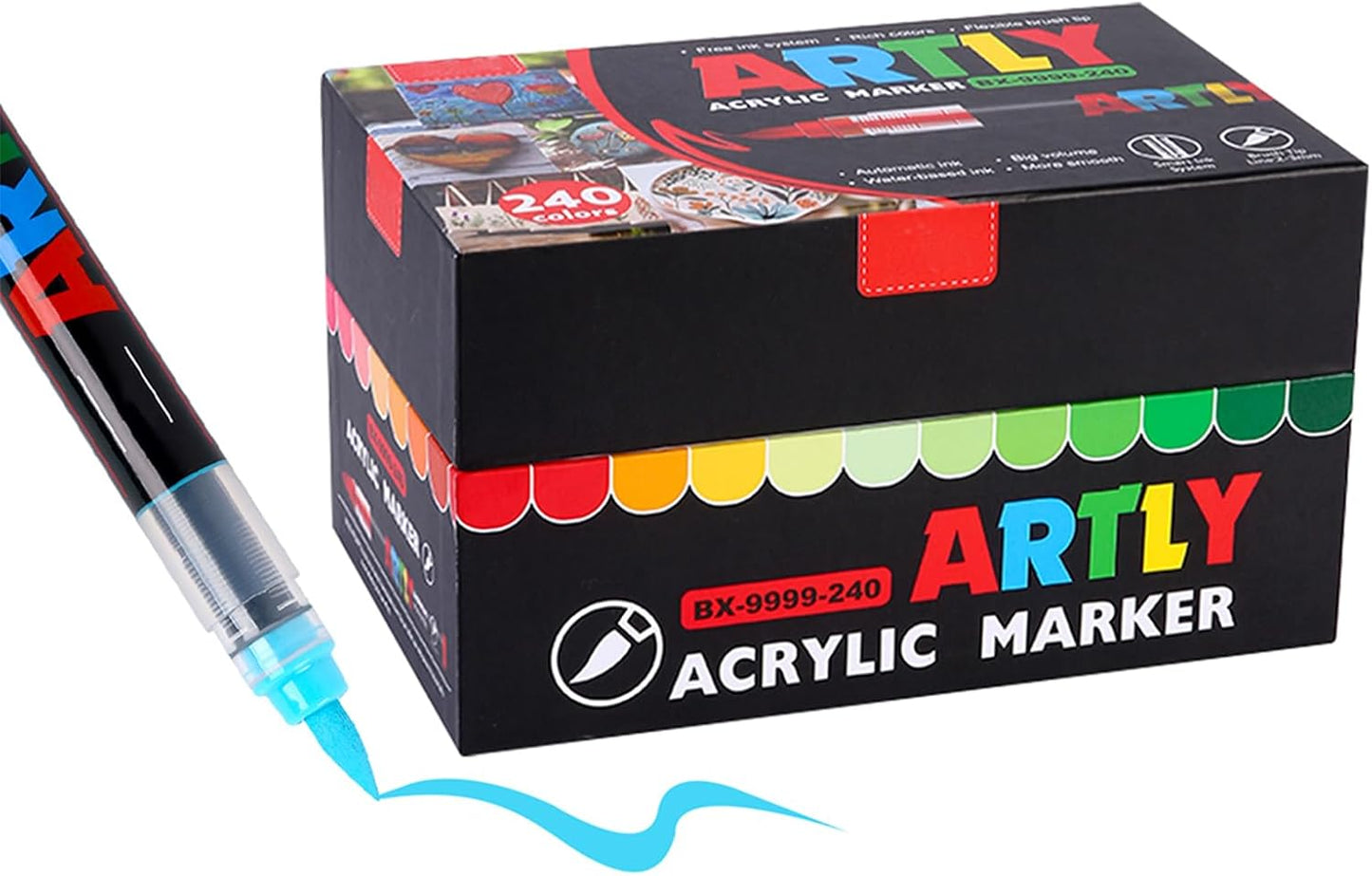 Acrylic Paint Markers, Acrylic Paint Pens, Fabric Markers for Textile, Rock, Glass, Wood, Paper, Ceramic, Canvas DIY Art Supplies Kit for Kids and Adults (240)