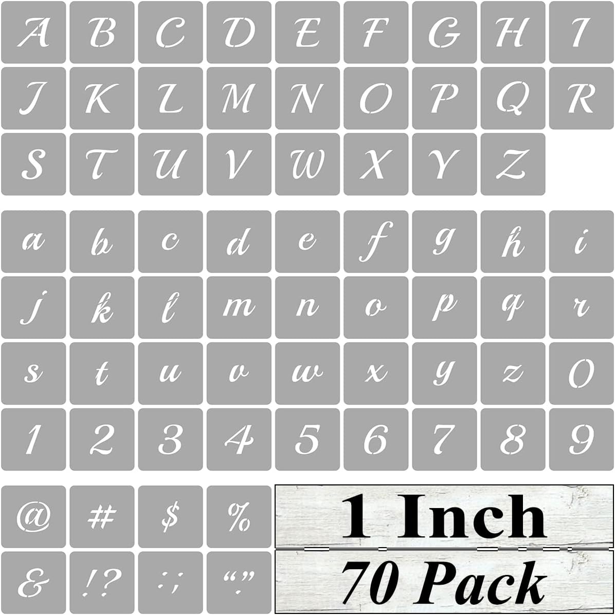 1 Inch Alphabet Letter Stencils for Painting - 70 Pack Letter and Number Stencil Templates with Signs for Painting on Wood, Reusable Cursive Letters Stencils for Chalkboard Wood Signs & Wall Art