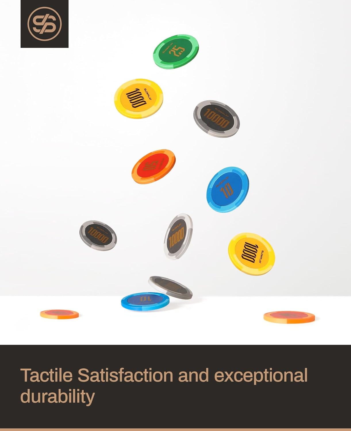 SLOWPLAY Godel Clay Poker Chips, 14 Grams Heavyweight Clay Composite, 40mm Large Chips in Bulk, Pack of 50 in Black Without Denomination