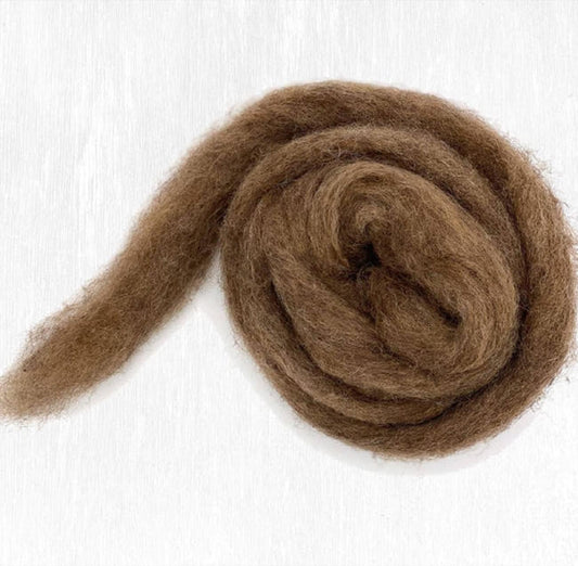 Revolution Fibers Carded Corriedale Wool Sliver - Furry Friends | 100% Natural 29 Micron Bulky Wool | Perfect for 3D Needle Felting, and Wet Felting (Deer Brown)
