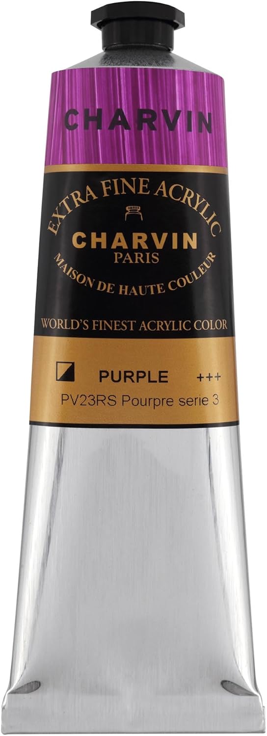 Charvin Extra Fine Professional Acrylic Paint - Purple, 150ml Tube, Triple-Milled, Lightfast Pigments, Open Stock Artist Acrylic Paints in Nature-Inspired Hues
