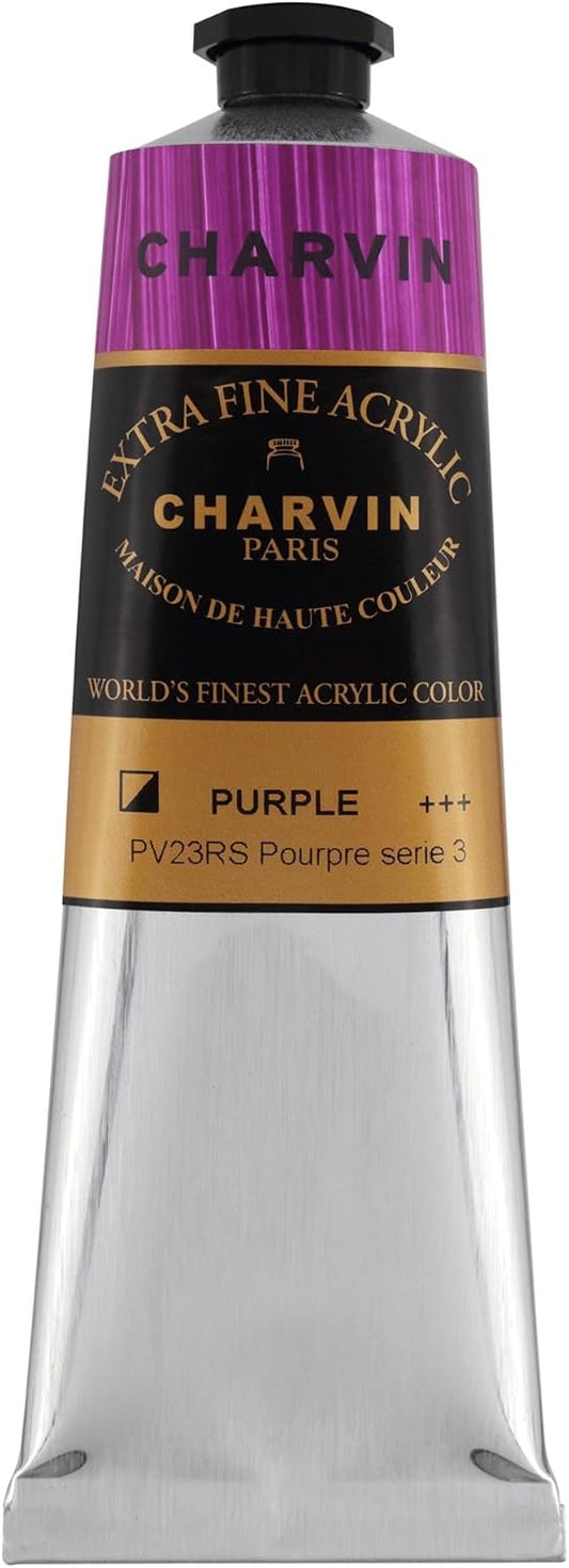 Charvin Extra Fine Professional Acrylic Paint - Purple, 150ml Tube, Triple-Milled, Lightfast Pigments, Open Stock Artist Acrylic Paints in Nature-Inspired Hues