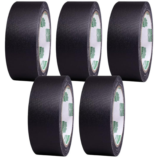 BookGuard 1 1/2 Inch Wide Bookbinding Tape, Vinyl Coated Cotton Cloth Book Repair Tape for Arts, Office, and Library Supplies, Black, 15 Yards per Roll - Case of 5