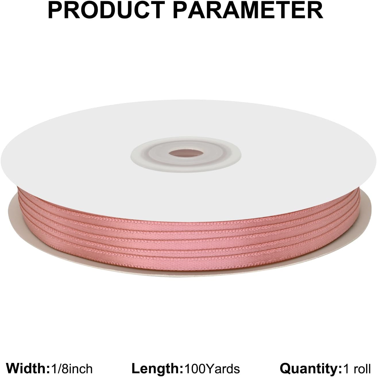 1/8" X 100 Yards Dusty Rose Satin Thin Ribbon Solid Color Double Faced Ribbons Perfect for Crafts Wedding Decor Bow Making Arts Sewing and More