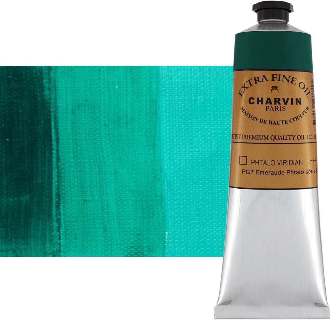 Charvin Extra Fine Oil Paint, Phthalo Viridian 150 ml - Triple-Milled, Rich Texture, Poppy Oil-Based, Light-Fast, Handmade, Archival Quality