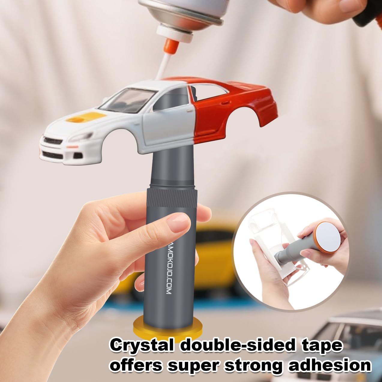 BFFDIYCLUB Model Painting Stand with 6PCS Crystal Double-Sided Tape Fix Large Model Accessories Rotatable Makes Airbrushing and Spray Painting Easy (Tape is Washable)