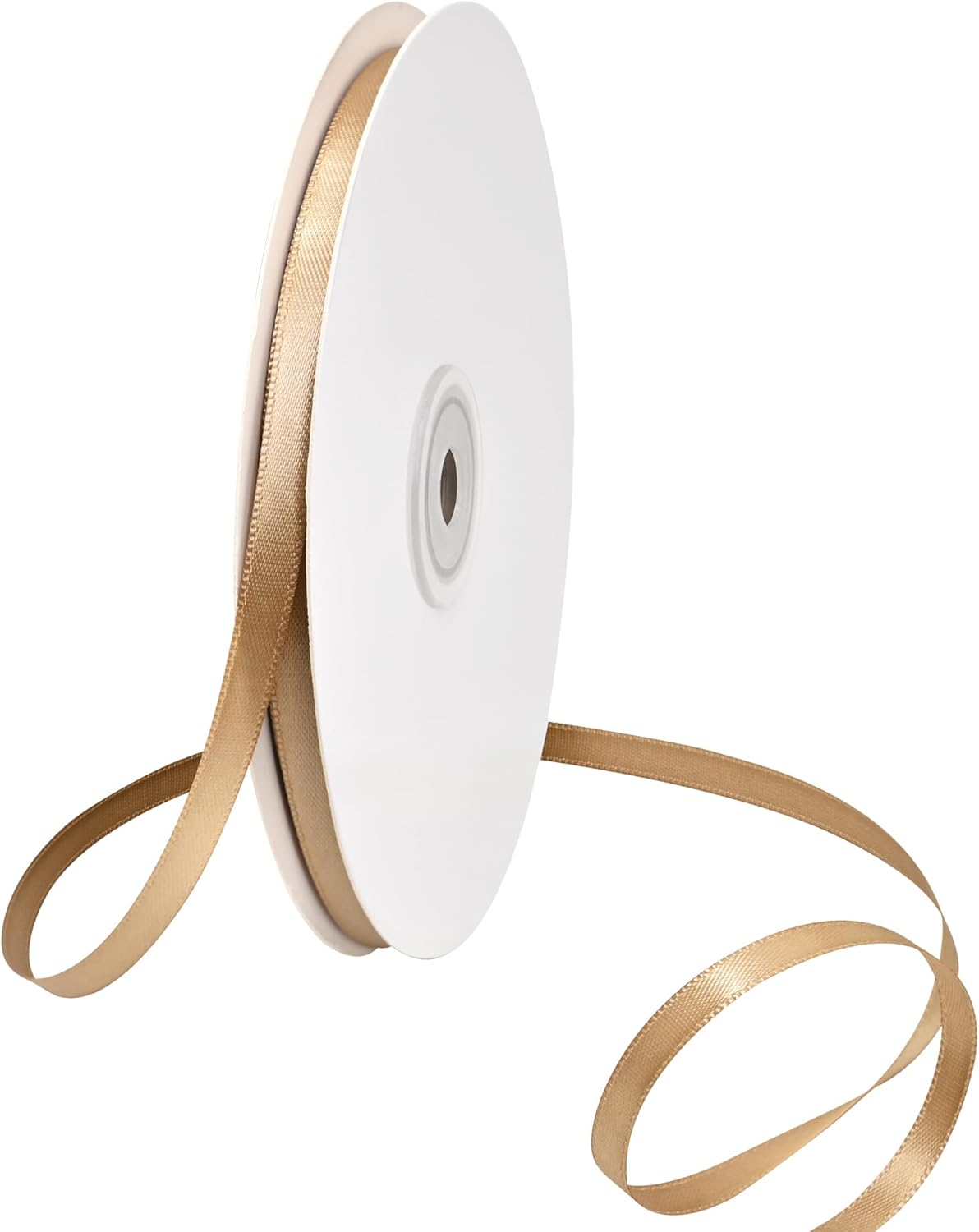 Champagne Gold Satin Ribbon 1/4" X 50 Yards Solid Color Double Faced Ribbons Perfect for Crafts Wedding Decor Bow Making Arts Sewing and More