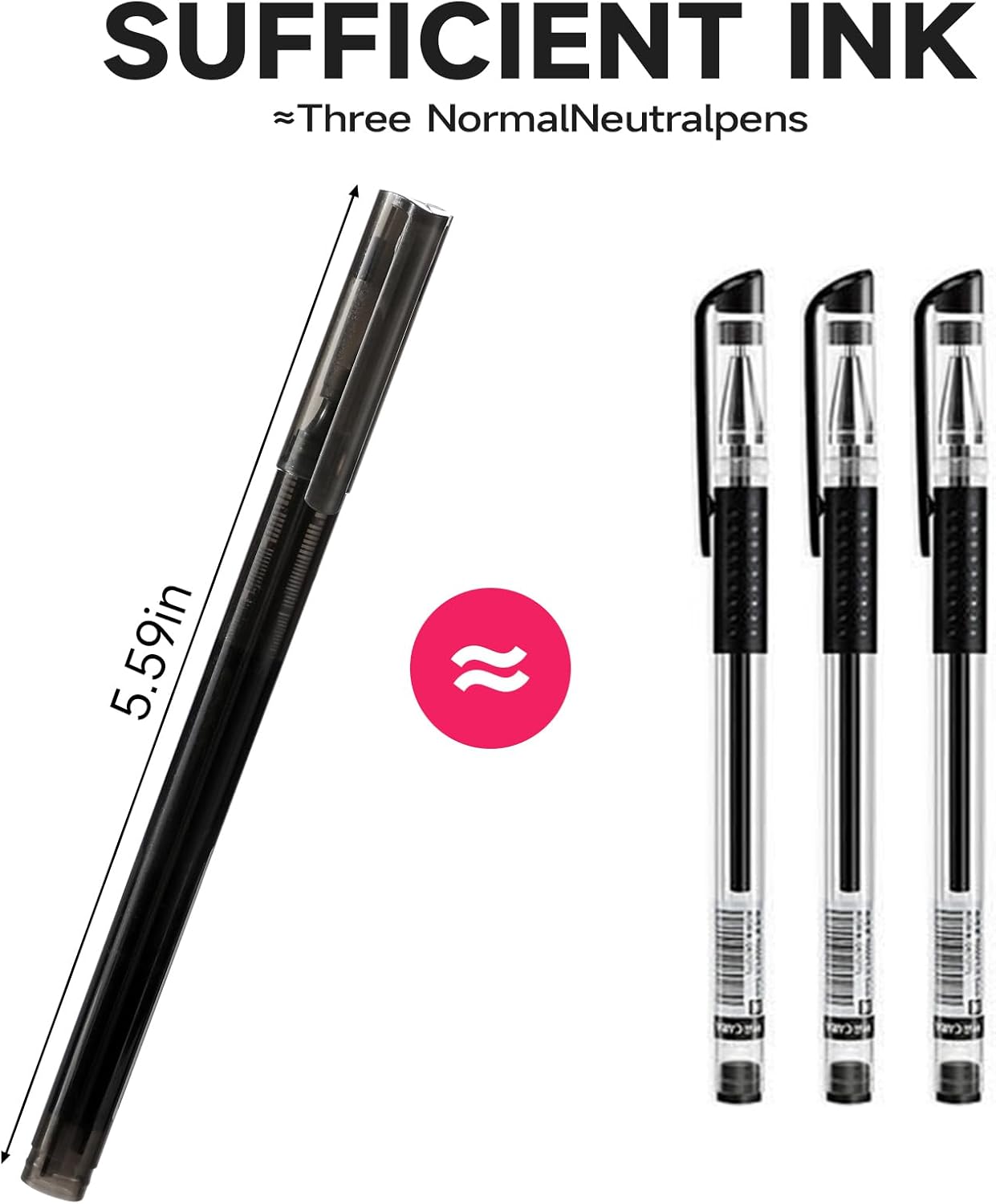 RIANCY Black Fine Point Gel Pens 24Pcs 0.5mm Gel Ballpoint Pens Black Liquid Ink Pens No Smear No Bleed, Smooth Writing Pen for Journaling Note Taking Drawing Sketching Coloring Office School Supplies