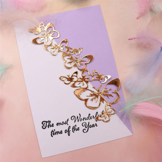 Mvchifay Cutting Dies for Card Making Metal Die-Cuts Scrapbooking Tool Hollow Frame DIY Craft Punch Template Embossing for Paper Album Decor (4-Butterfly String 13.4x5.3cm)