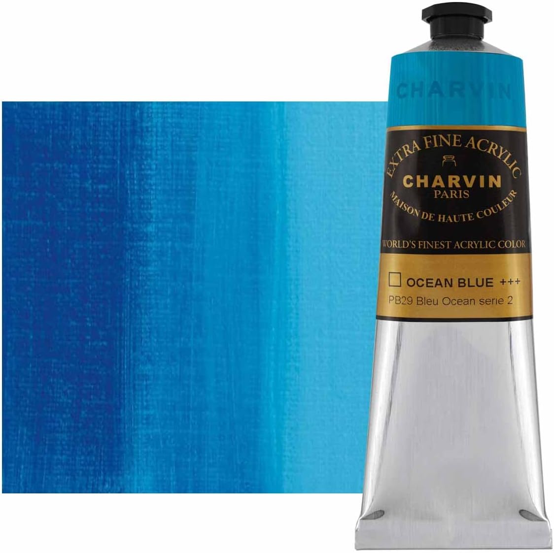 Charvin Extra Fine Professional Acrylic Paint - Ocean Blue, 150ml Tube, Triple-Milled, Lightfast Pigments, Open Stock Artist Acrylic Paints in Nature-Inspired Hues