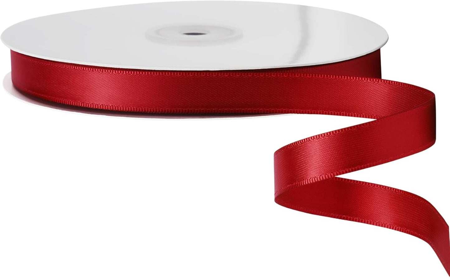 LIUYAXI Red Double Faced Satin Ribbon, 3/8" X Continuous 25 Yards, Ribbons Perfect for Gift Wrapping Bows Bouquet Wedding Decor DIY Craft and More