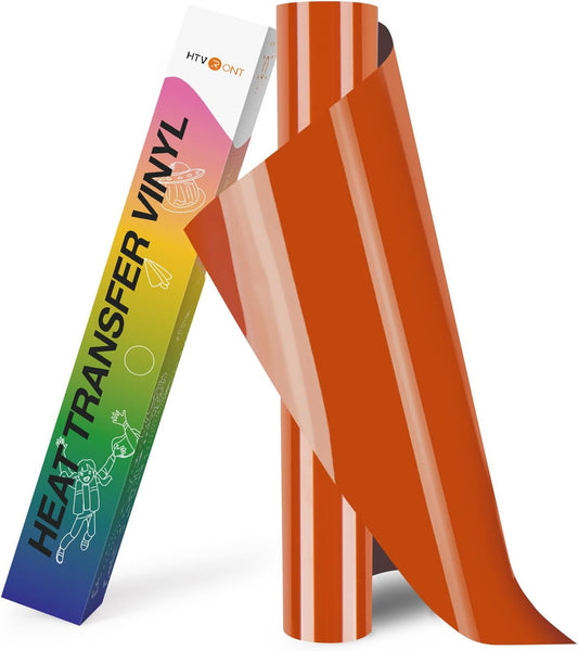 HTVRONT Heat Transfer Vinyl Roll - 12" x 8ft Orange HTV Vinyl for T Shirts, Burnt Iron on Vinyl Compatible with Cricut Cutting Machine - Easy to Cut & Weed for Heat Vinyl Design (Texas Orange)
