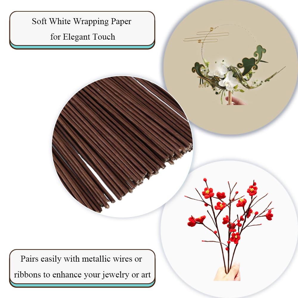 HAHIYO 18Gauge Brown Paper-Wrapped Metal Floral Wire 14 Inches(36cm), 70 Pack Flexible Paddle Wires Florist Wire Garden Wires for Craft Christmas Wreath Flower Arrangement Bouquet Wrapping Wedding DIY