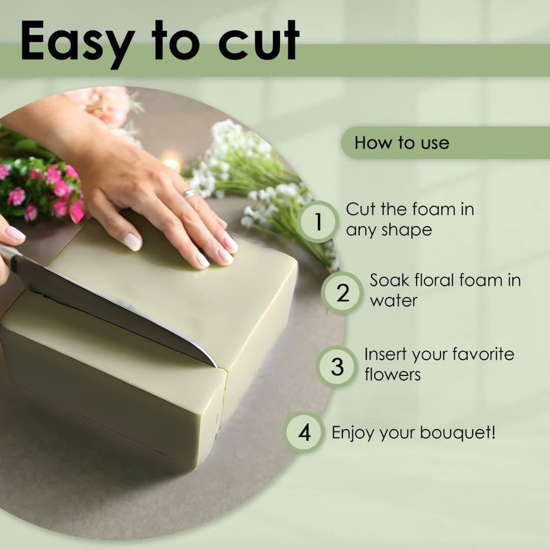 XCEL Floral Foam Block Unlike Any Other - Reusable Floral Blocks Flower Foam for Artificial Flower Arrangements (Cream - 7" x 7" x 3" (4 Pack))