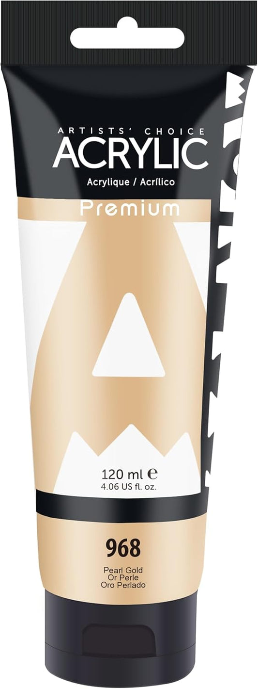 AUREUO Pearl Gold Acrylic Paint, 4 Fl Oz / 120ml Single Tube, Rich Pigment Art Craft Paints for Canvas, Rocks, Wood, Ceramic, Fabric - Art Supplies for Beginners, Professionals, Artists