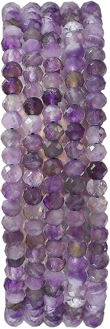 Natural Amethyst Crystal Beads 4x2mm 120pcs Faceted Rondelle Loose Semi Gemstone Beads for Jewelry Making Design