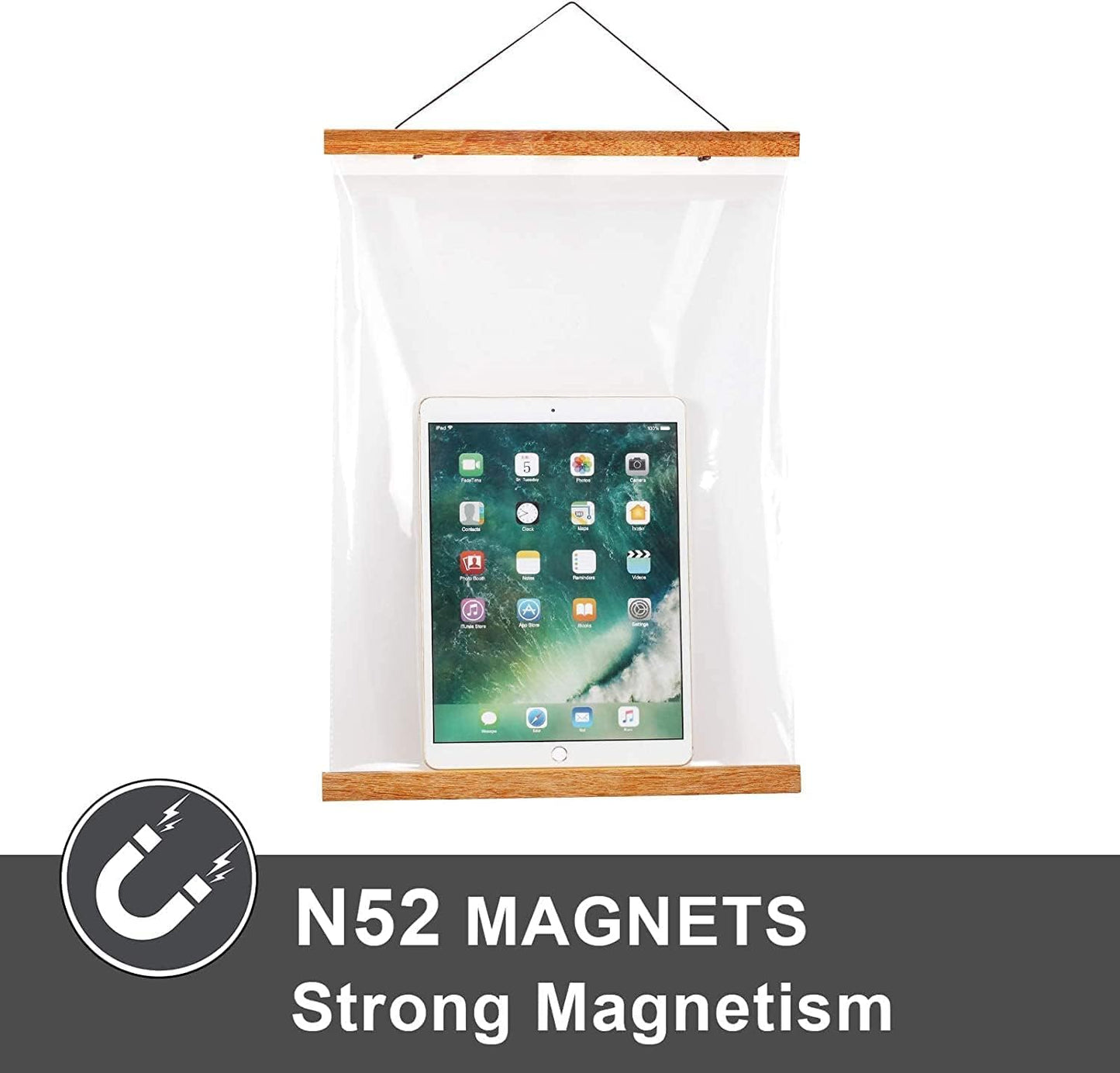WITCOLOR Magnetic Poster Hanger Frame 28x22 28x20 28x40 Poster Frame 28 Inch Wide 1 Pack Magnetic Hanging Frame Teak Wood 28" Wide Magnetic Poster Hanger Picture Frame