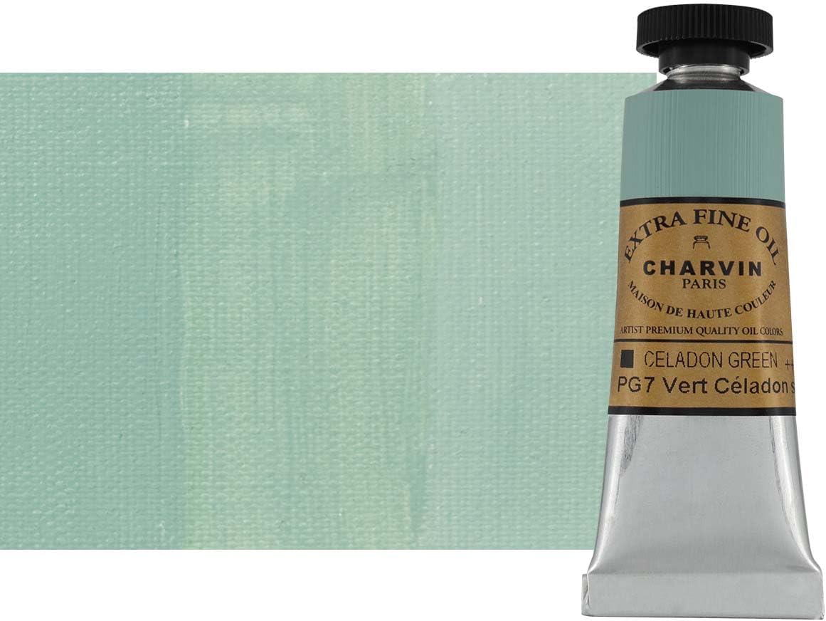 Charvin Extra Fine Oil Paint, Celadon Green 20 ml - Triple-Milled, Rich Texture, Poppy Oil-Based, Light-Fast, Handmade, Archival Quality