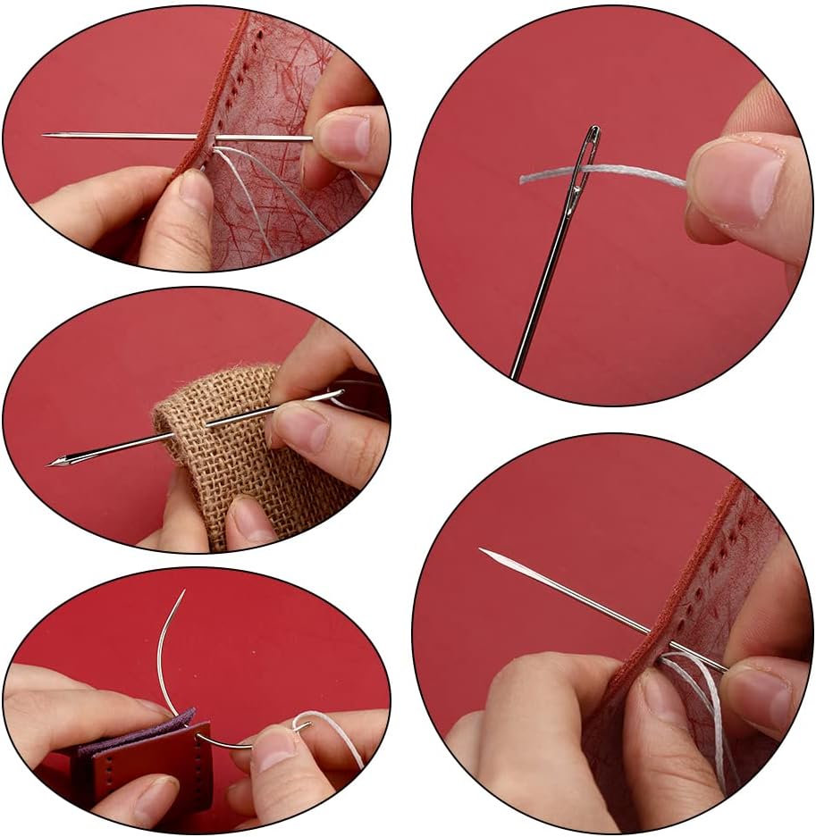 Ftyiwu Waxed Thread, Upholstery Needle and Thread 32 Yards with 7PCS Hand Sewing Needles for Home Upholstery Carpet Canvas Repair Leather Sewing(Light Gray)