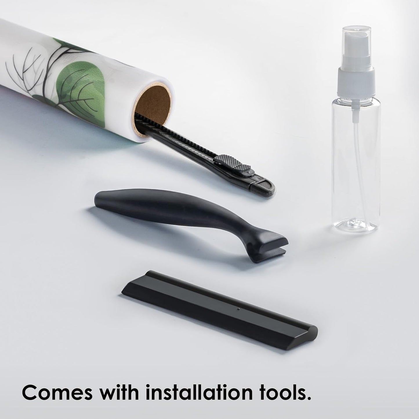 DKTIE Eucalyptus Leaves Stained Glass Window Film with Installation Tools, INS Style Window Privacy Film Decorative, Nordic Style for Home Decor (S541, 35.4'' x 78.7'')