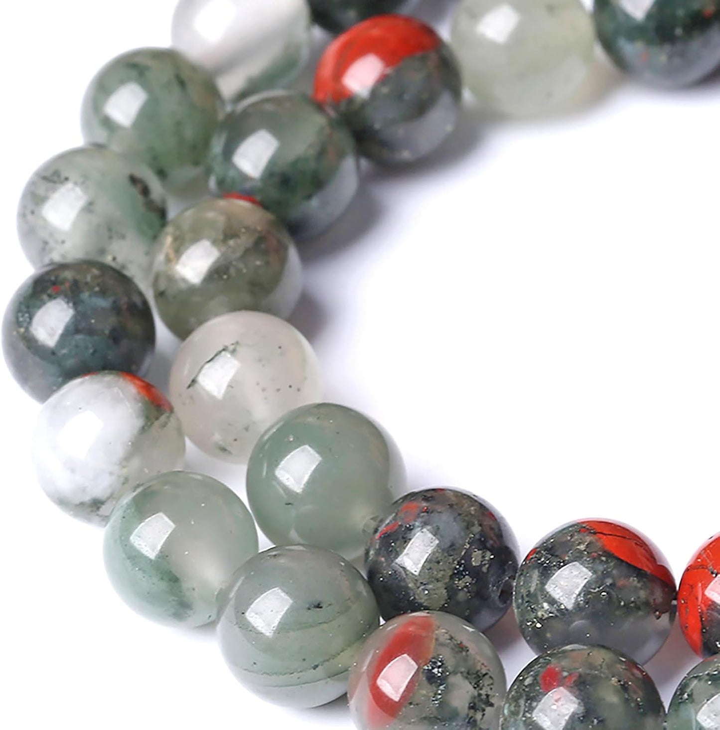 4MM Natural African Bloodstone Gemstone Round Beads Loose Spacer Stone Beads for Jewelry Making 180pcs 2 Strands 32"