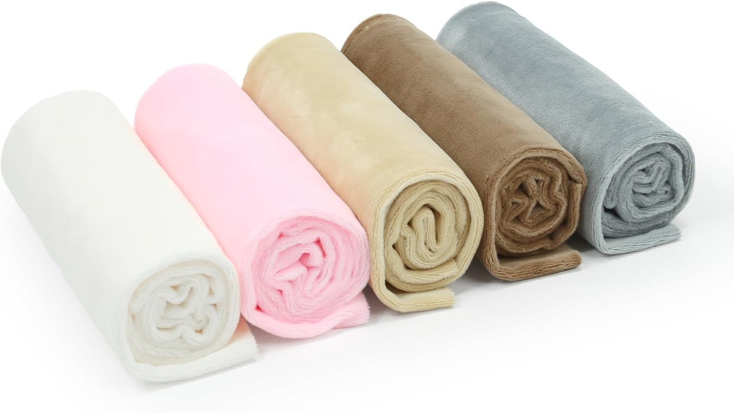 kullaloo Plush Fabric | Precut Fabric Bundle: 5 Pieces Solid Minky Fabric for Sewing | 19.5x29.5 Each | for Plushies, Baby Blankets, Pillows, Dog Beds, Apparel | Besties Colors Minky Fabric Pack