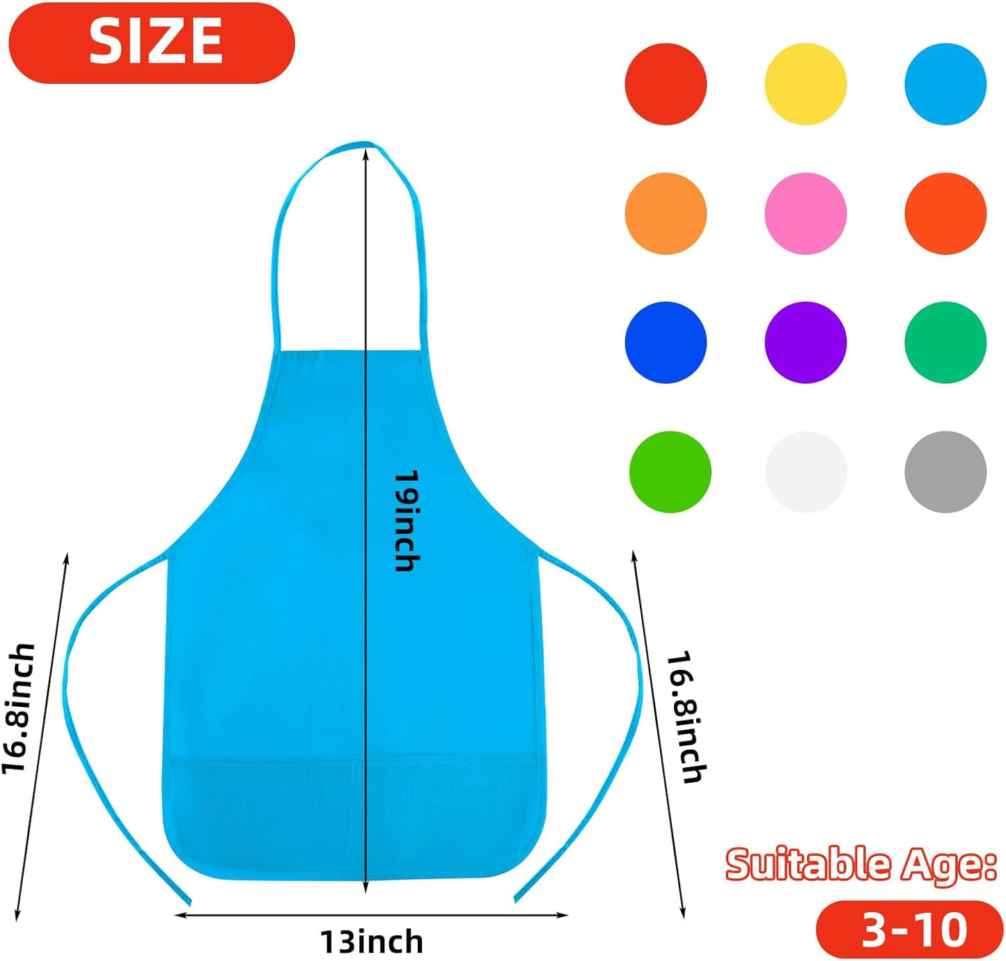 CHRORINE 6/12/24 Pack Kids Painting Apron Toddler Art Aprons for Kids Paint Apron Smock for Painting Cooking Craft Activity