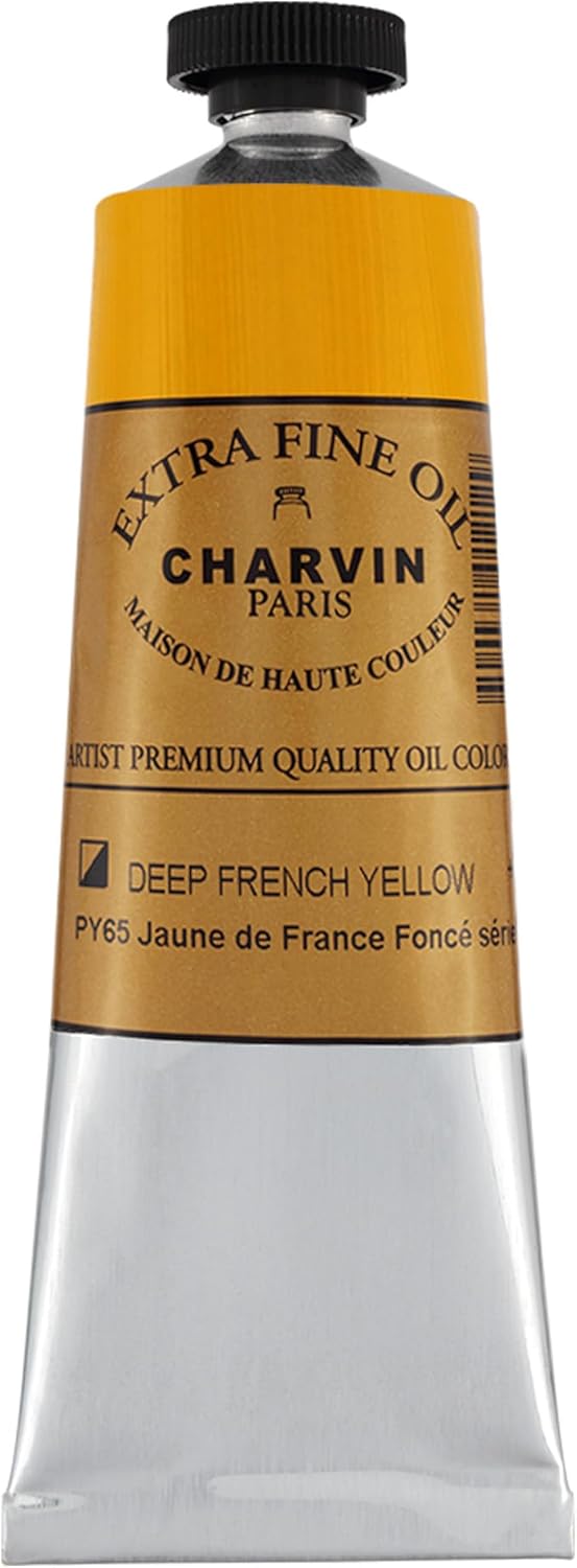 Charvin Extra Fine Oil Paint, French Yellow Deep 60 ml - Triple-Milled, Rich Texture, Poppy Oil-Based, Light-Fast, Handmade, Archival Quality