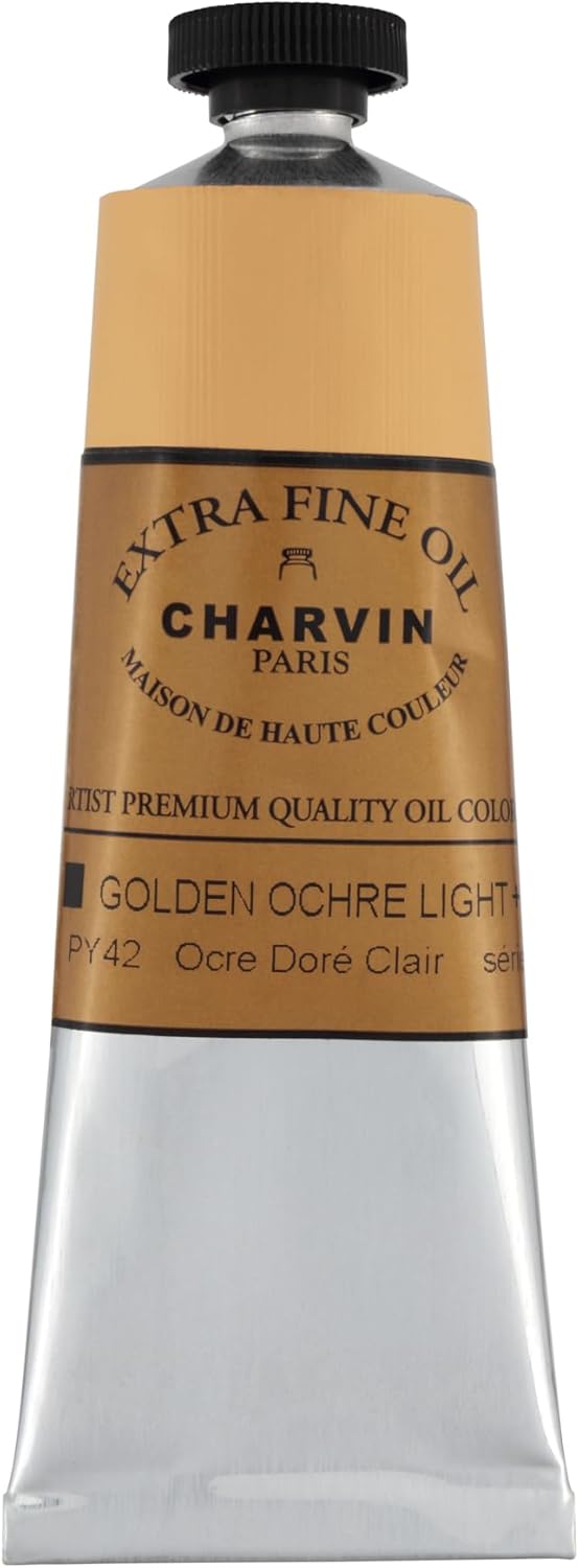 Charvin Extra Fine Oil Paint, Golden Ochre Light 60 mL - Triple-Milled, Rich Texture, Poppy Oil-Based, Light-Fast, Handmade, Archival Quality
