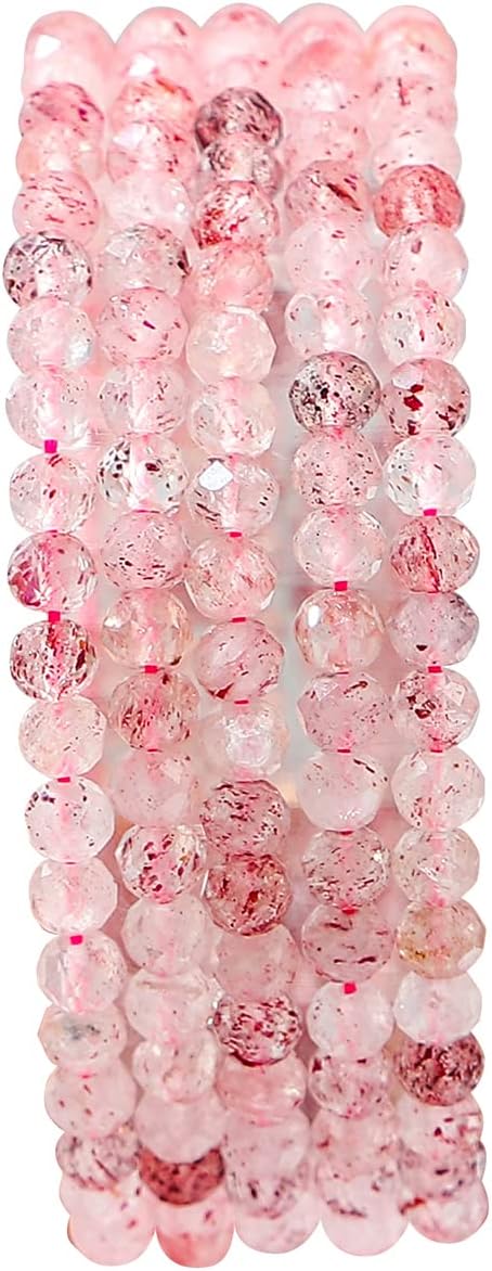 Natural Strawberry Crystal Beads 4x2mm 120pcs Faceted Rondelle Loose Semi Gemstone Beads for Jewelry Making Design