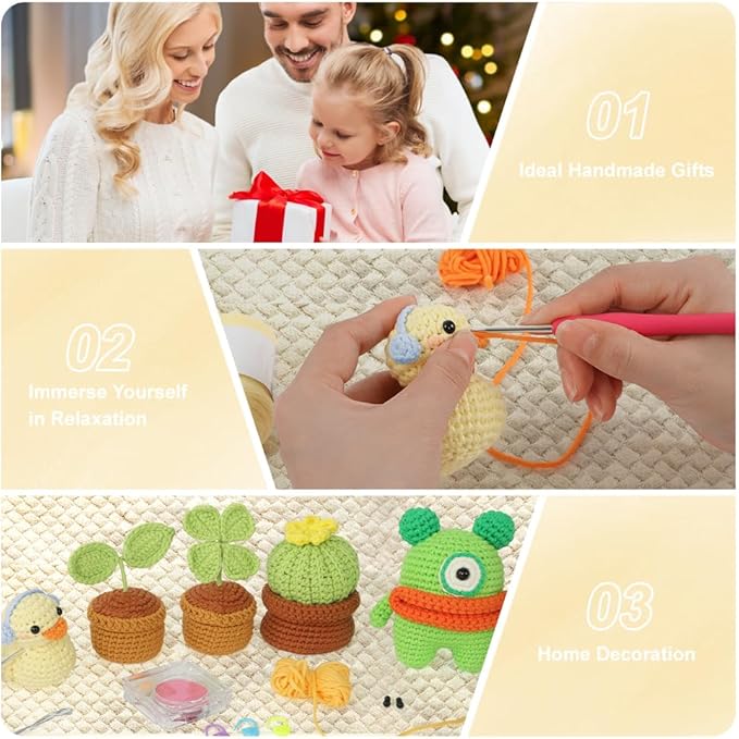 Crochet Kit for Beginners - Amigurumi Animal Crochet Kit with Video Tutorial | Complete DIY Starter Kit for Adults, Teens & Kids | Creative Craft Gift for Handmade Doll Making (Yellow Duck)