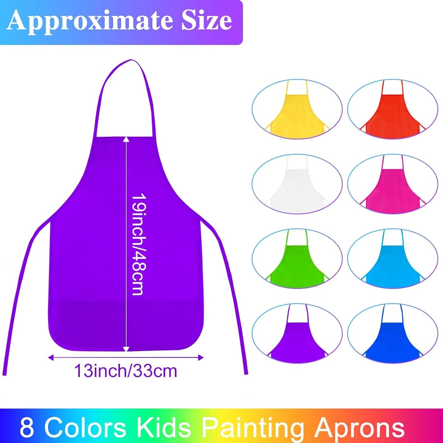 8 Pcs Kids Apron Painting Aprons for Kids Art Smocks Paint Apron Bulk for Painting Classroom Activity Kitchen Crafts Party Supplies