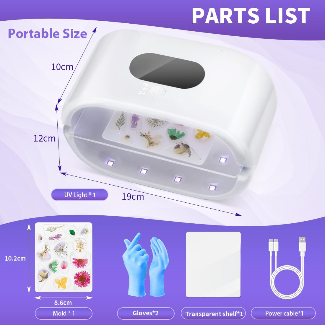 UV Light for Resin, 36W Double Side Fast Curing UV Resin Light with Adjustable Time Setting Portable Foldable Small UV Lamp