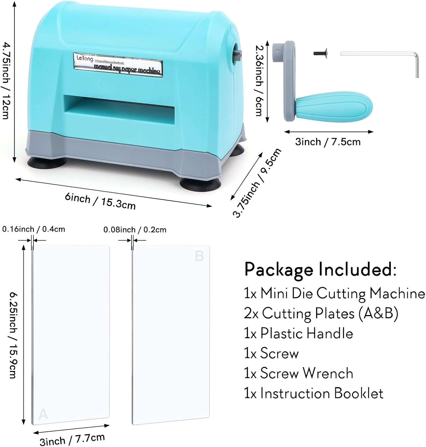 Mini Manual Die Cutting Machine, Portable Die Cut and Embossing Machine for Card Making Scrapbooking Paper Crafting Mini Die Cuts Machine Works with Dies and Folders That Are 3" Wide or Smaller