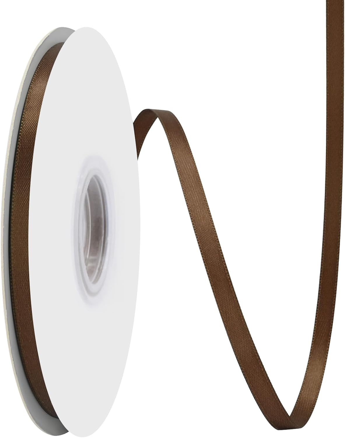 Brown Satin Ribbon 1/4" X 50 Yards Solid Color Double Faced Ribbons Perfect for Crafts Wedding Decor Bow Making Arts Sewing and More