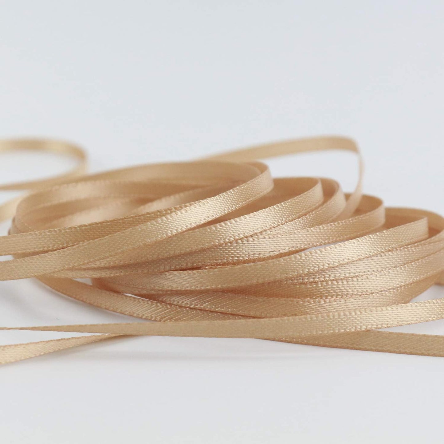 HUIHUANG Champagne Satin Ribbon 1/8 inch x Continuous 100 Yards Roll Tan Color Double Face Ribbon for Crafts, Wedding Invitation Card, Gift Wrapping, Christmas Ornaments, Gift Tag