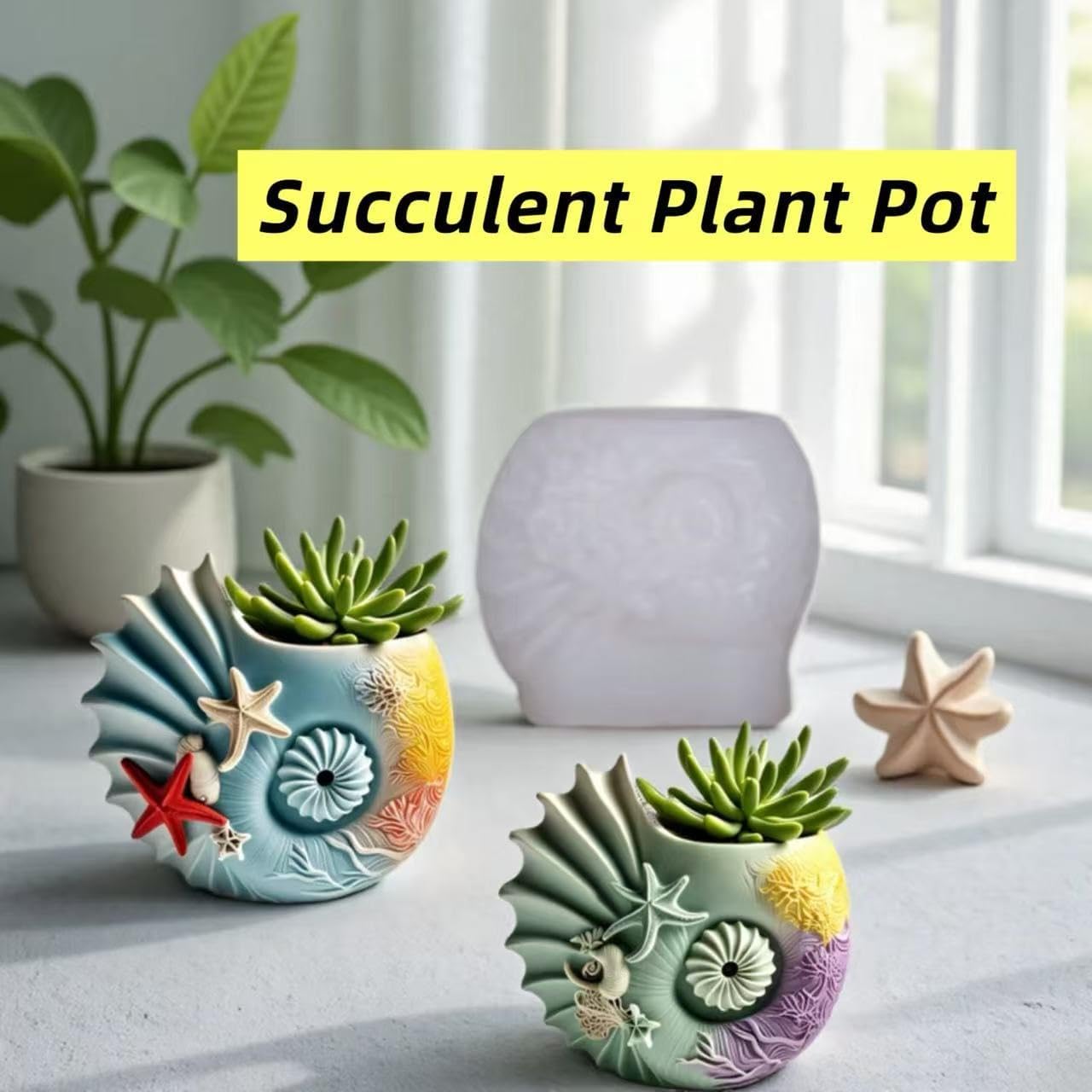 Sea Animal Candle Holder Resin Molds Silicone Epoxy Resin Jar Conch Shell Shaped Plaster Candle Holder Wax Molds, DIY Casting Home Décor