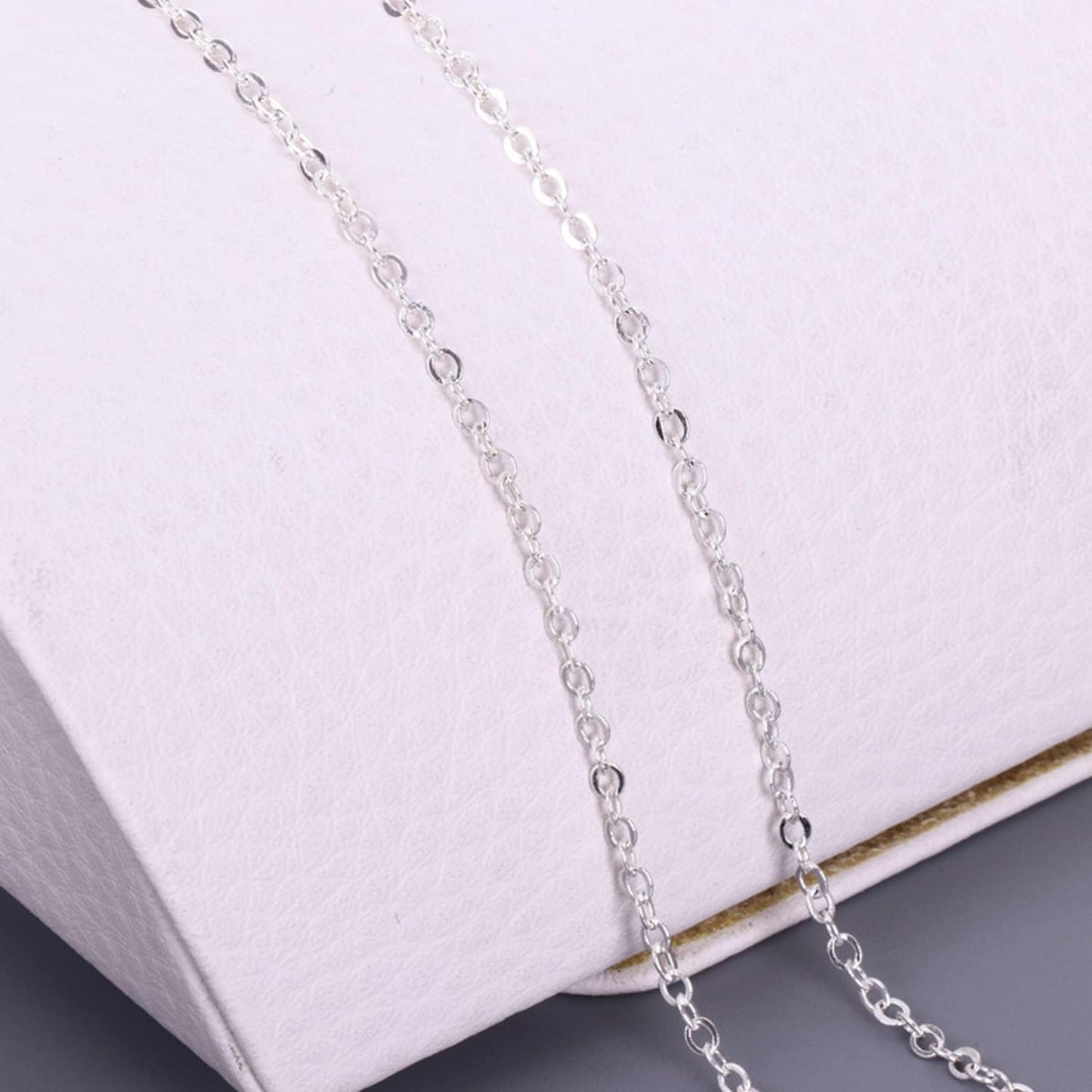 Jishi 80ft Necklace Chains Jewelry Making Chain Link Rolls Bulk 2mm - Bracelet Earring Necklace Craft Supplies DIY Jewelry Making Findings, 8-Colors Gold Silver Copper Plated Metal Rolo Cable Chains