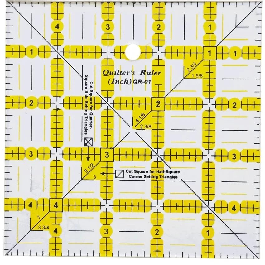 HONEYSEW Quilting Templates Acrylic Sewing Ruler with Non-Slip Rings for Quilting and Sewing Fabric Cutting Angles Rectangle Ruler (6PCS Set)