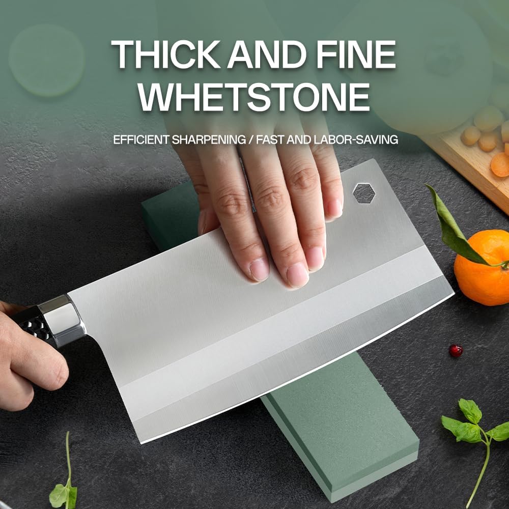 YKLP Knife Sharpening Stone,Whetstone Set Kitchen Knife Sharpener Stone 2 Side 180/320 Grit,Wet Stones for Sharpening Chisel Blades, Knives, Scissor Blades with Non-slip Rubber Base and Angle Guide
