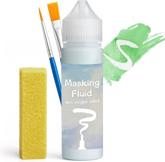 Blue Masking Fluid for Watercolor Painting 60ml, Resistant Ink and Pouring Paint, Watercolor Masking Fluid Keeps Areas Colorless and Edges Sharp